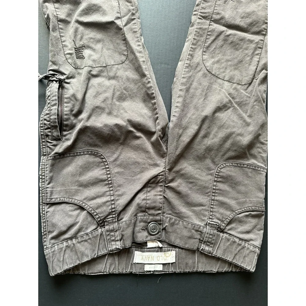 Old Navy Girls Gray Utility Straight Leg Pants Reinforced Knee Cargo Pocket S 14